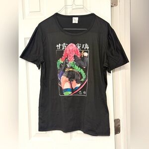 Cute Multicolor Black Graphic Mitsuri Kanroji Demon Slayer Short Sleeve T-Shirt